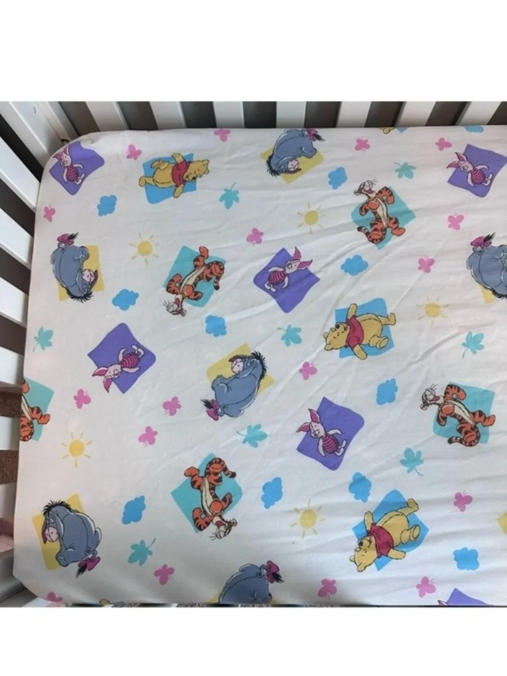 Disney | Vintage Winnie The Pooh Crib Sheet and Reversible Tigger Pillow Case